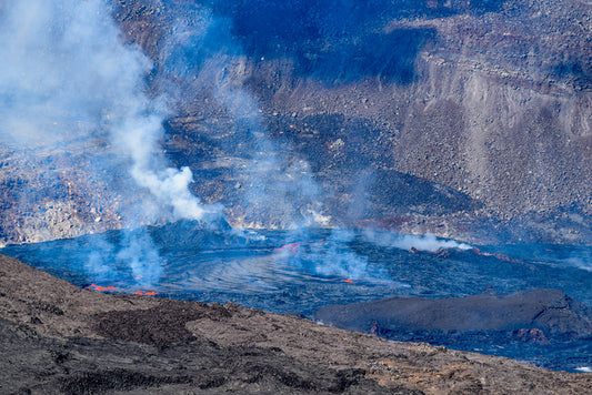 This is a photograph of the active volcano in Hawai'i National Park, Hawai'i.